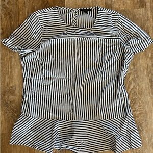 Banana Republic charcoal grayish blue and White Striped Blouse